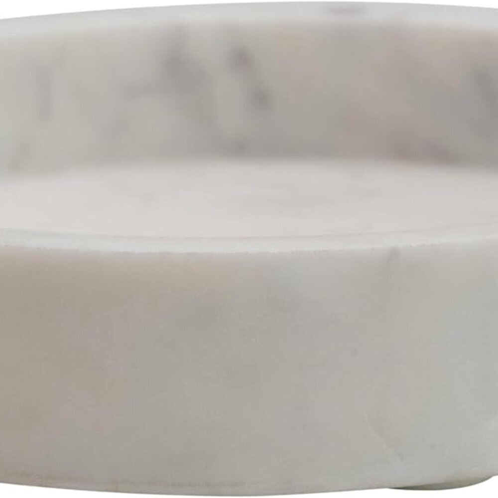 Round Carved Marble Tray or Charcuterie Board, White - Picture 4 of 6